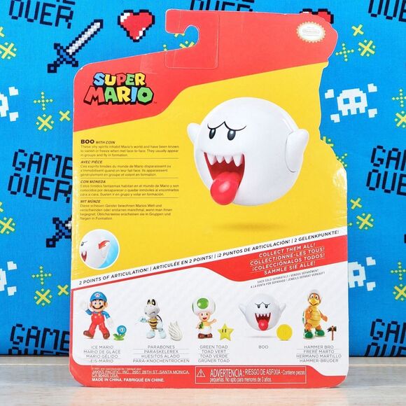 Jakks Pacific Super Mario Boo 4" w/ Gold Coin Nintendo Collectible Figure New - Picture 4 of 10